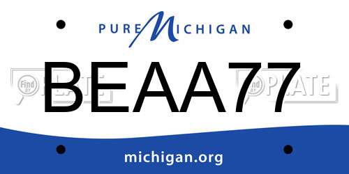 BEAA77 Michigan License Plate