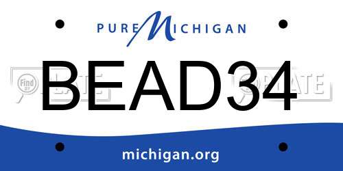 BEAD34 Michigan License Plate