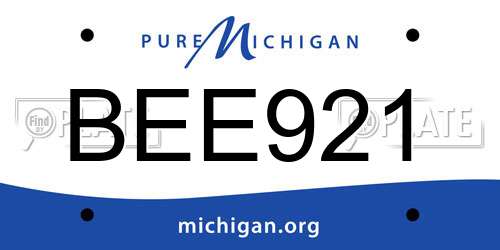 BEE921 Michigan License Plate