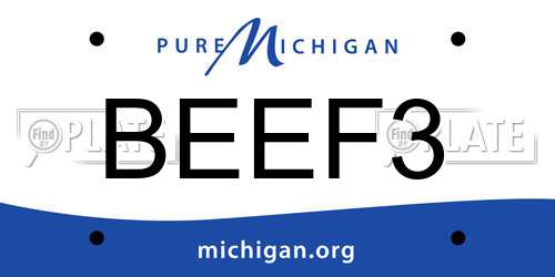BEEF3 Michigan License Plate