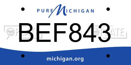 BEF843 Michigan License Plate