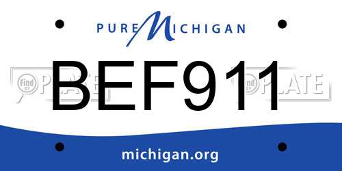 BEF911 Michigan License Plate