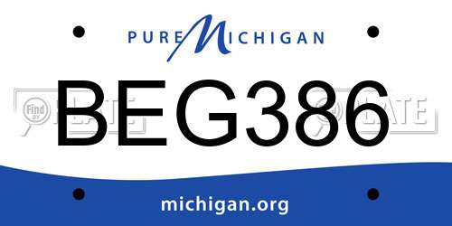 BEG386 Michigan License Plate