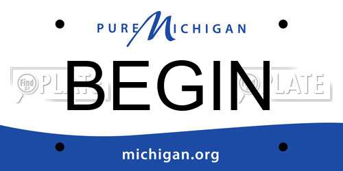 BEGIN Michigan License Plate