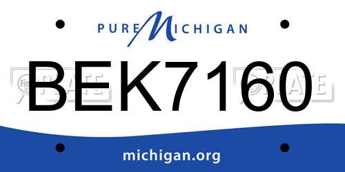 BEK7160 Michigan License Plate