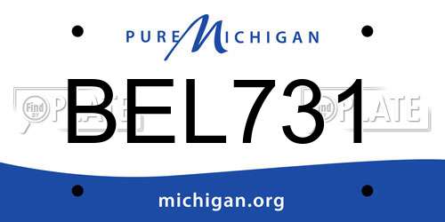 BEL731 Michigan License Plate