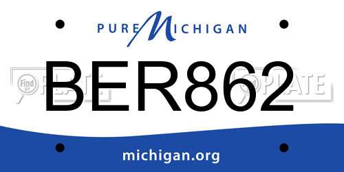 BER862 Michigan License Plate