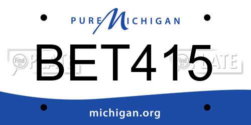 BET415 Michigan License Plate