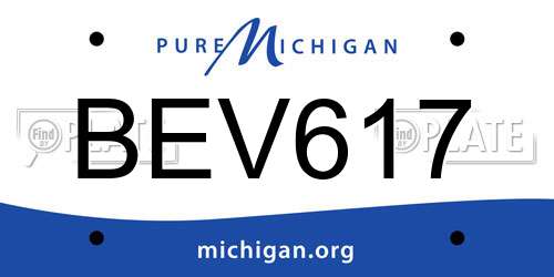 BEV617 Michigan License Plate