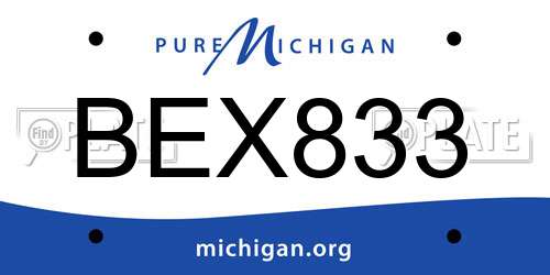 BEX833 Michigan License Plate