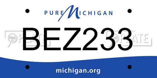 BEZ233 Michigan License Plate
