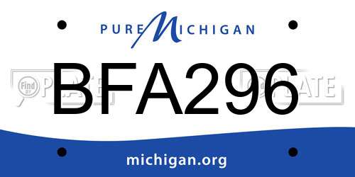 BFA296 Michigan License Plate