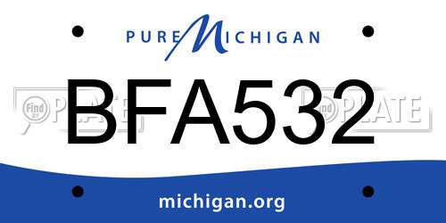 BFA532 Michigan License Plate