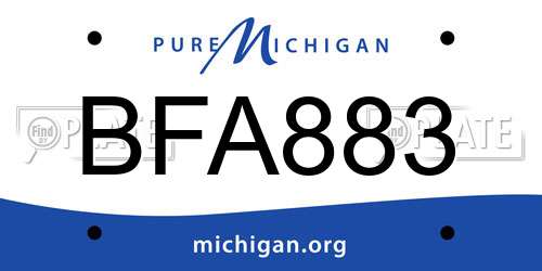 BFA883 Michigan License Plate