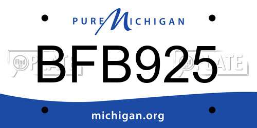 BFB925 Michigan License Plate