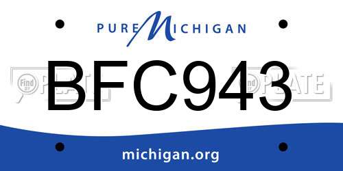 BFC943 Michigan License Plate