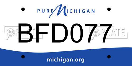 BFD077 Michigan License Plate