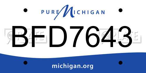 BFD7643 Michigan License Plate