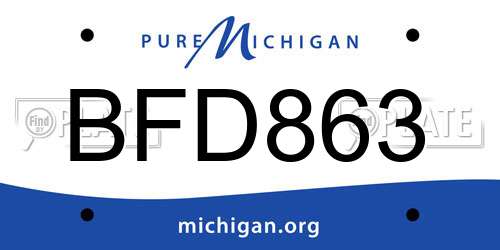 BFD863 Michigan License Plate