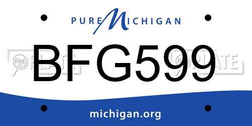 BFG599 Michigan License Plate