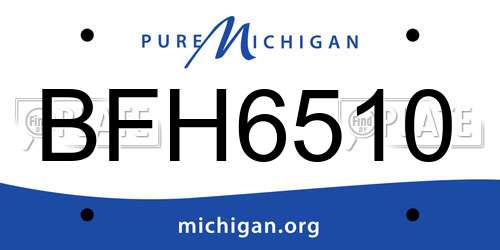 BFH6510 Michigan License Plate