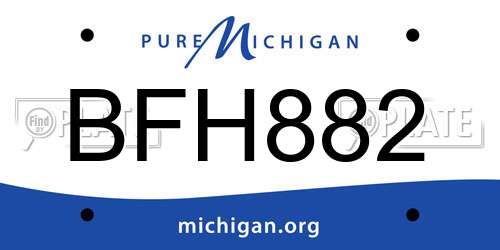 BFH882 Michigan License Plate