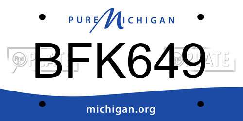 BFK649 Michigan License Plate