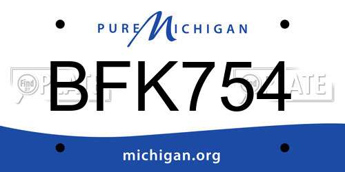 BFK754 Michigan License Plate