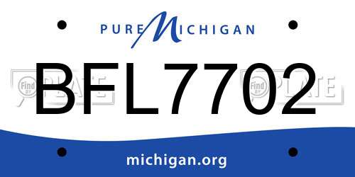 BFL7702 Michigan License Plate