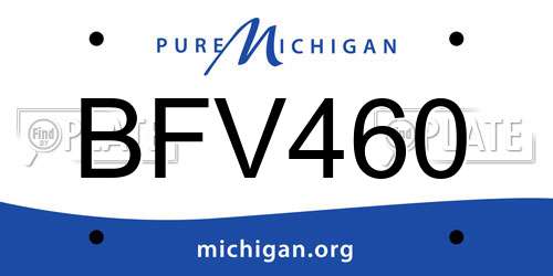 BFV460 Michigan License Plate
