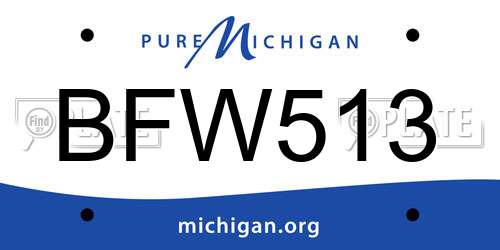 BFW513 Michigan License Plate