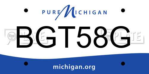 BGT58G Michigan License Plate
