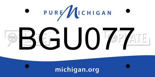 BGU077 Michigan License Plate