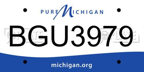 BGU3979 Michigan License Plate