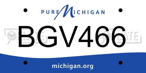 BGV466 Michigan License Plate