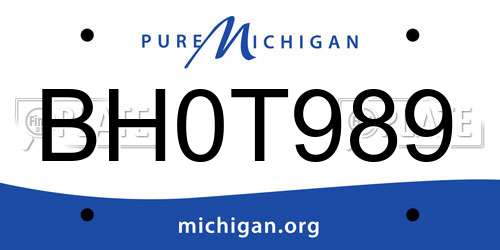 BH0T989 Michigan License Plate
