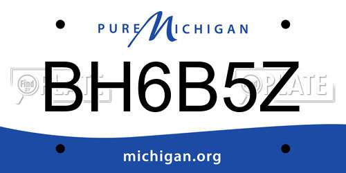 BH6B5Z Michigan License Plate