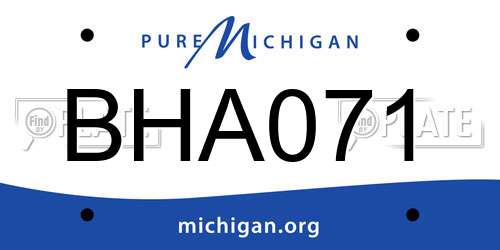 BHA071 Michigan License Plate