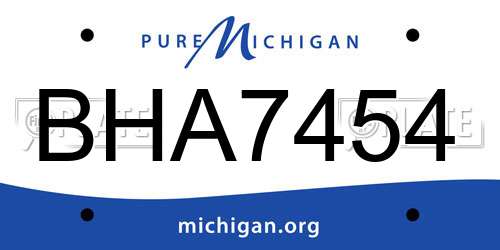 BHA7454 Michigan License Plate