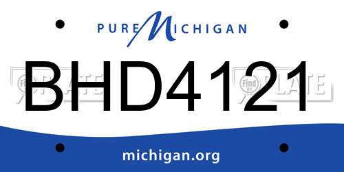 BHD4121 Michigan License Plate