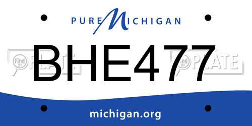 BHE477 Michigan License Plate