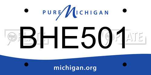 BHE501 Michigan License Plate