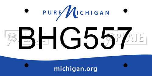 BHG557 Michigan License Plate