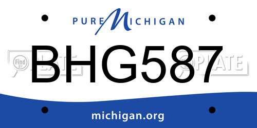 BHG587 Michigan License Plate