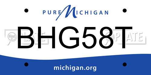 BHG58T Michigan License Plate