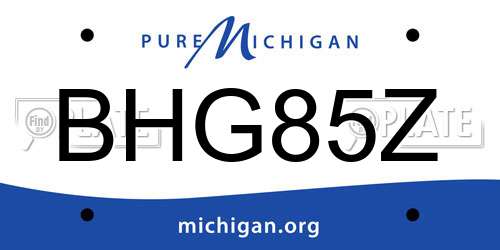 BHG85Z Michigan License Plate