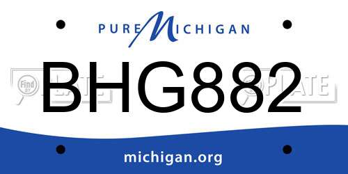BHG882 Michigan License Plate