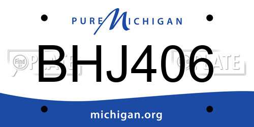 BHJ406 Michigan License Plate