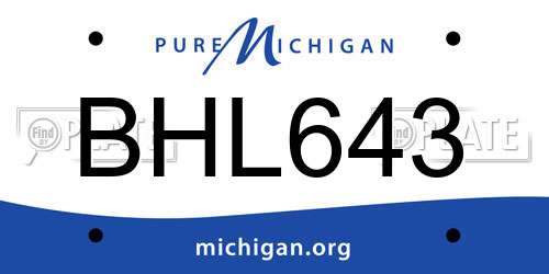 BHL643 Michigan License Plate
