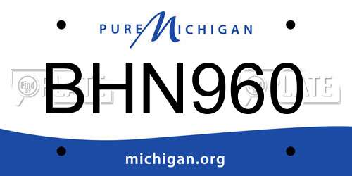 BHN960 Michigan License Plate